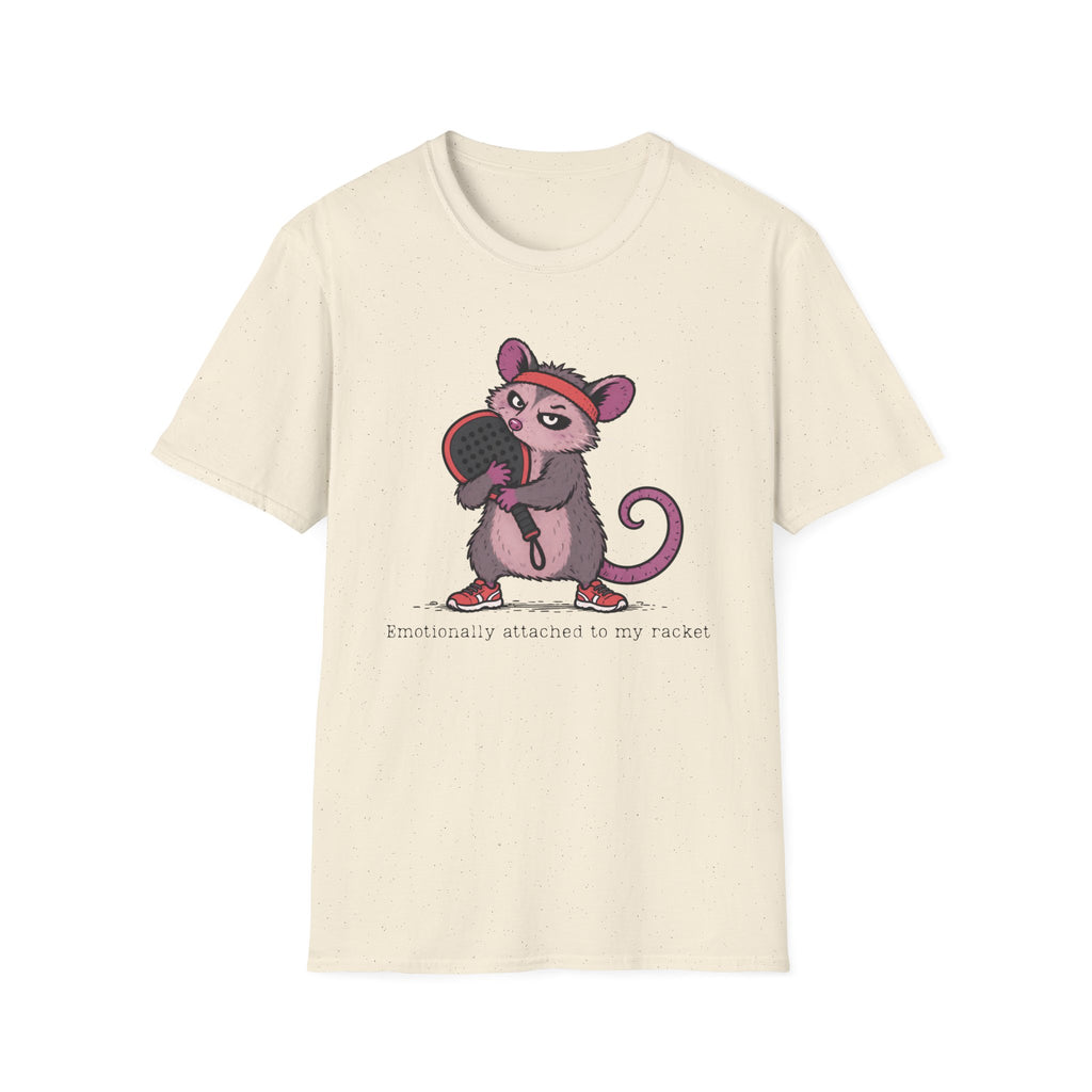 Emotionally Attached to My Racket – Funny Padel Possum T-Shirt