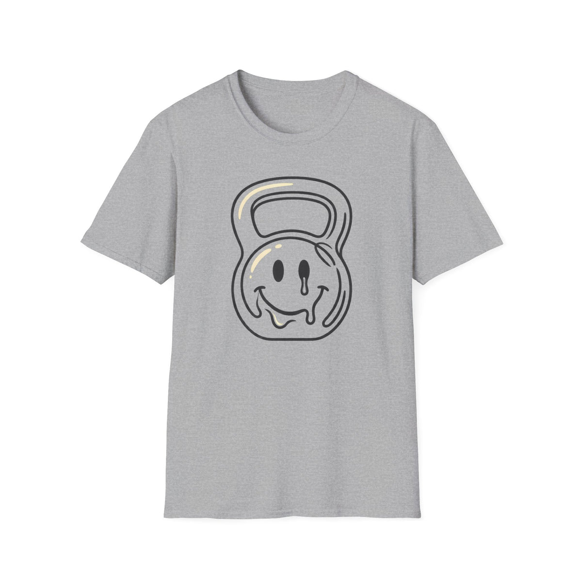 Melting Smiley Kettlebell – Minimalist Gym T-Shirt