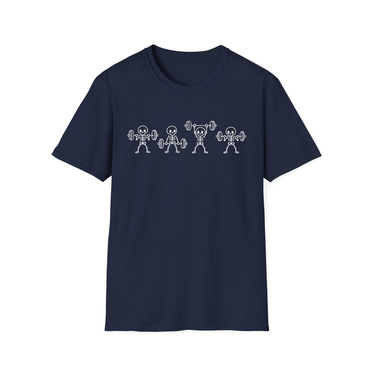 Skeleton Workout Crew – Minimalist Weightlifting T-Shirt