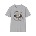 I Came, I Saw, I Immediately Regretted It – Retro Cartoon Barbell T-Shirt