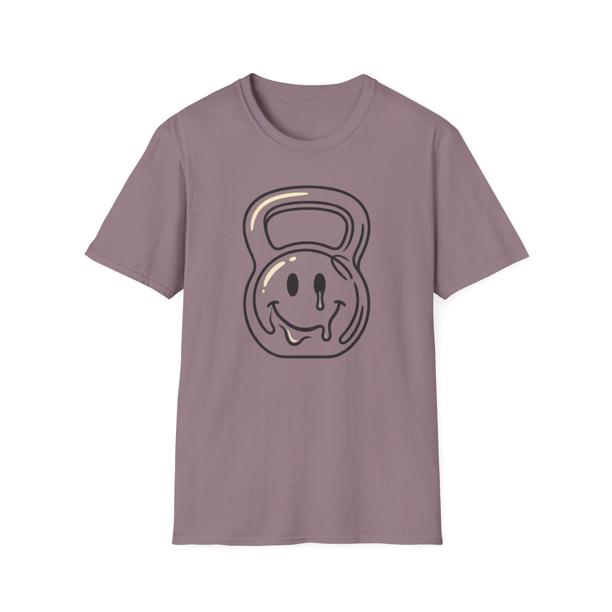 Melting Smiley Kettlebell – Minimalist Gym T-Shirt