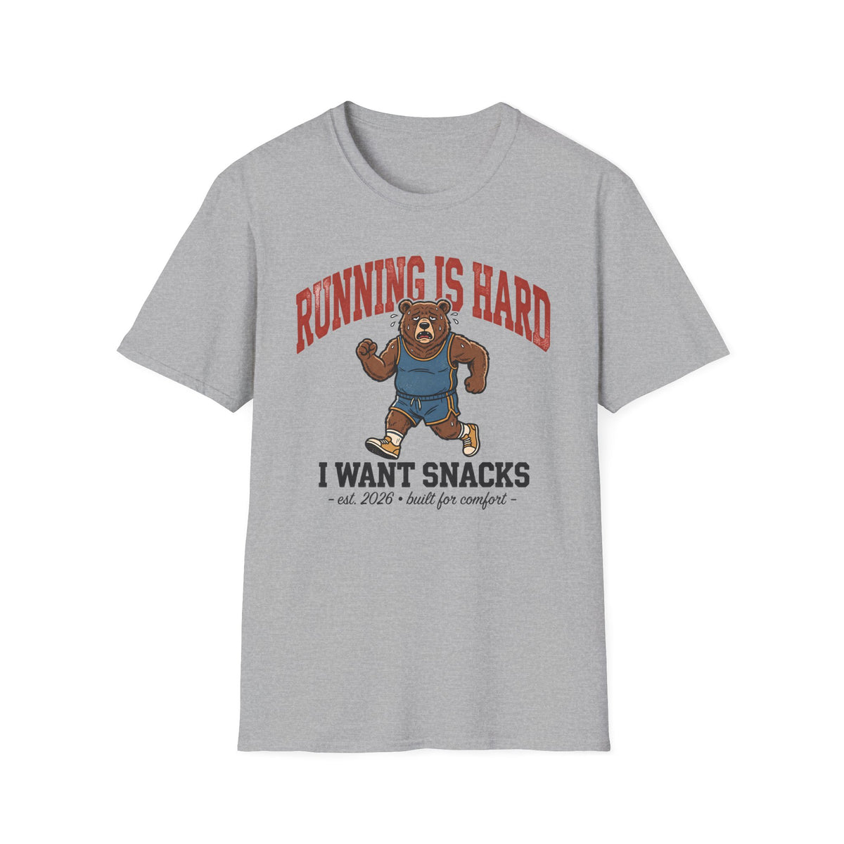 Running Is Hard, I Want Snacks – Vintage Running Bear T-Shirt