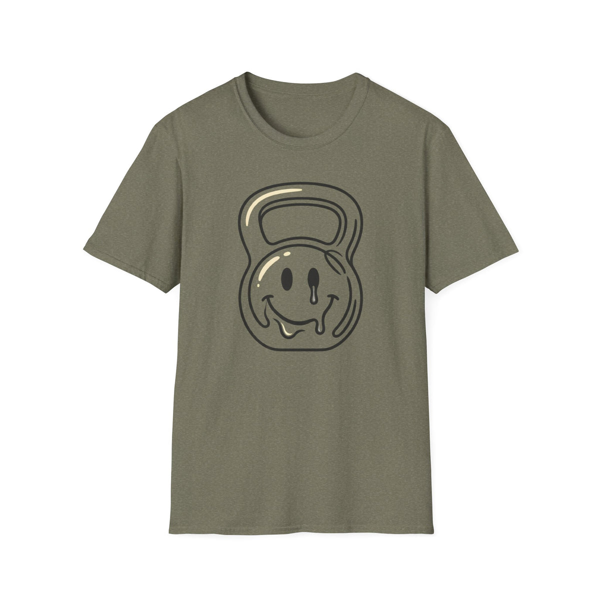 Melting Smiley Kettlebell – Minimalist Gym T-Shirt