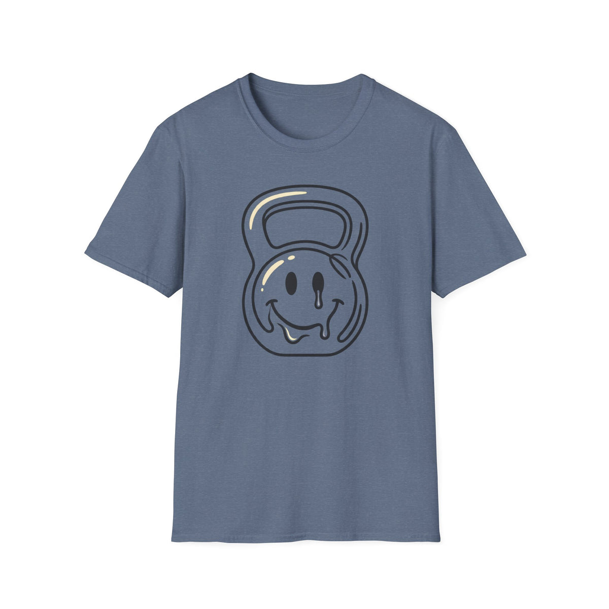 Melting Smiley Kettlebell – Minimalist Gym T-Shirt