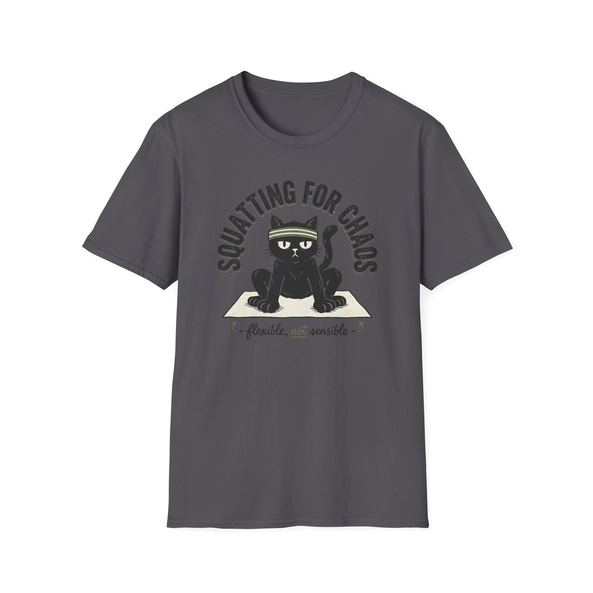 Squatting for Chaos – Retro Workout Cat T-Shirt