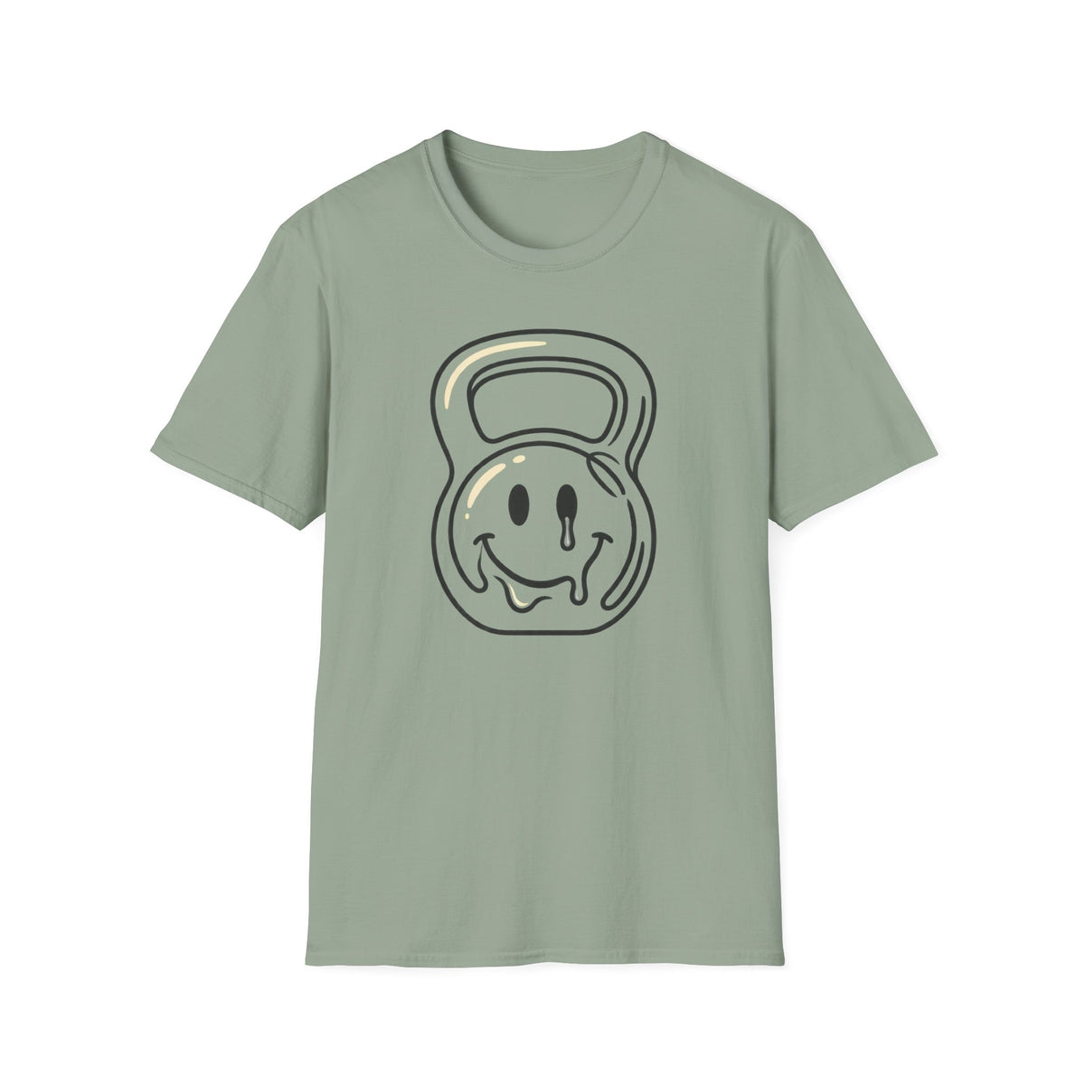 Melting Smiley Kettlebell – Minimalist Gym T-Shirt