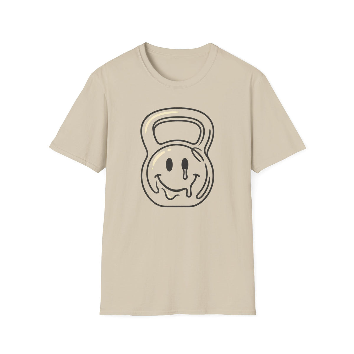 Melting Smiley Kettlebell – Minimalist Gym T-Shirt